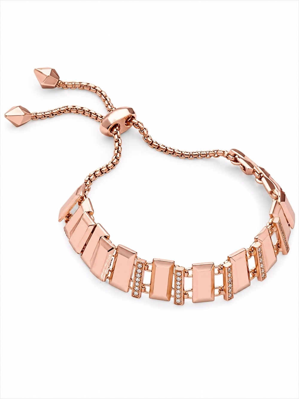 Kendra Scott Harp Adjustable Chain Bracelet rectangle bar rose gold tone